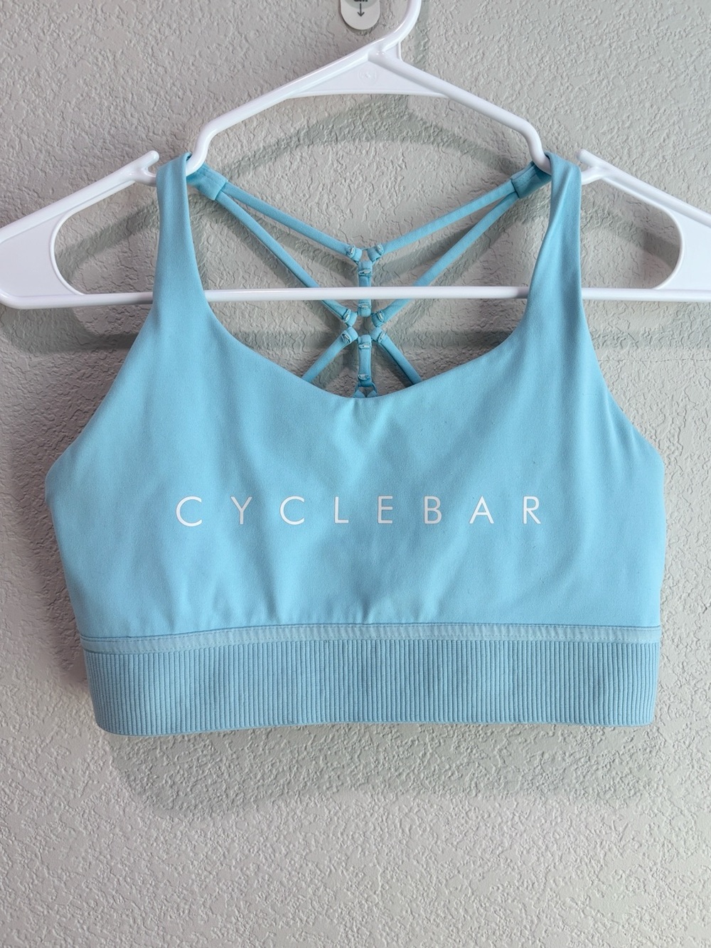 Cyclebar Strappy Back Sports Bra Light Blue Medium Large